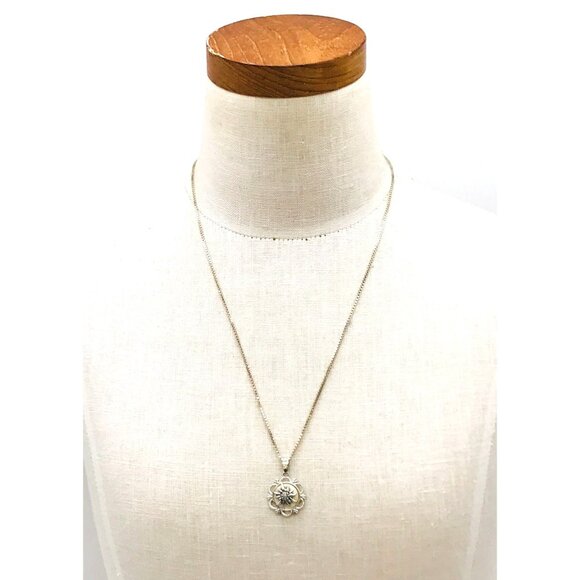 Vintage Starburst Pendant Necklace With Sterling Silver Chain & Intricate Detail - Picture 3 of 6